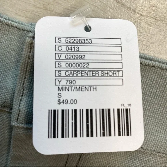UO Urban Renewal Remnants Canvas Carpenter Shorts Sz S NWT Mint Seafoam Sea Salt - Picture 6 of 12